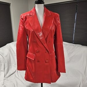 Red Double-Breasted Women's Blazer